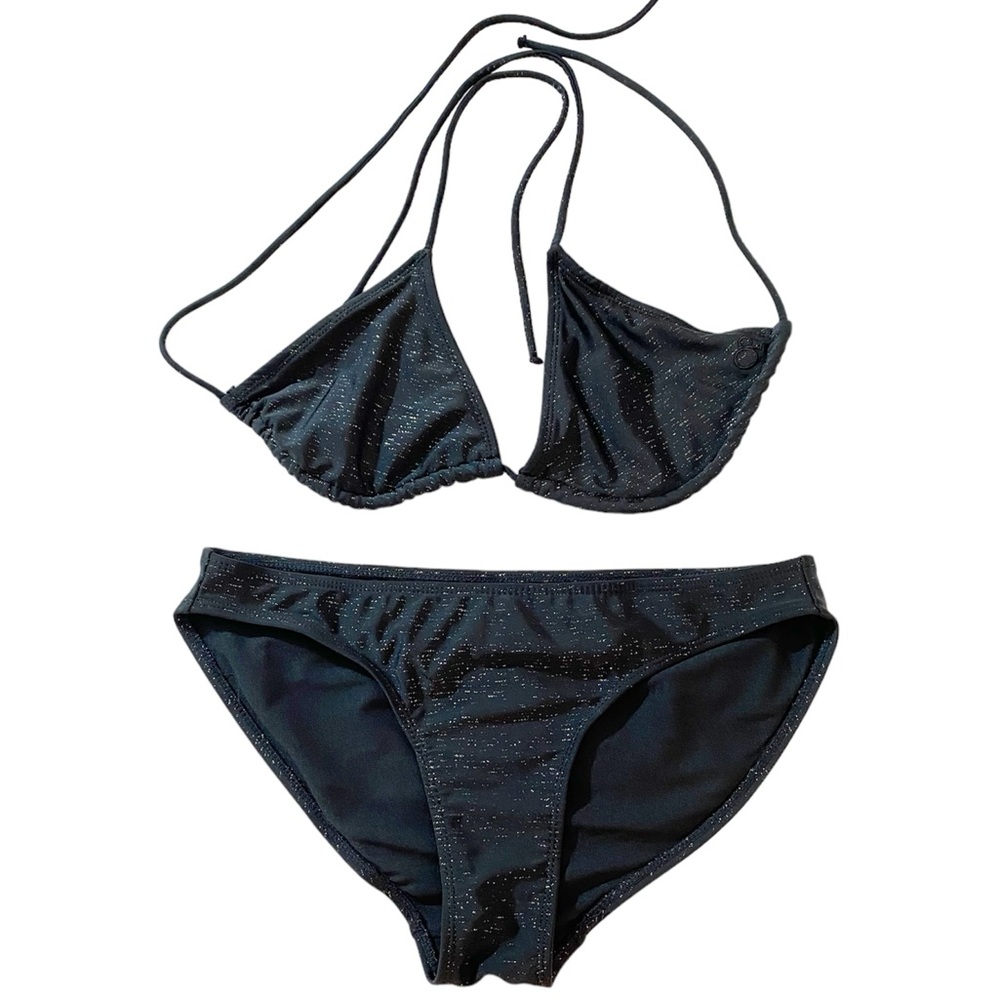 OP Juniors girls black with gold sparkle bikini set size L (11-13)